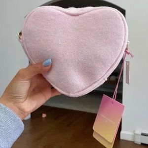 NEW WITH TAGS: Stoney Clover Lane Pink Terry Cloth Heart Crossbody Bag